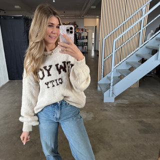 Pullover New York City - Creme x Braun