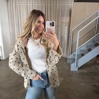 Musselinbluse Hearts - Beige
