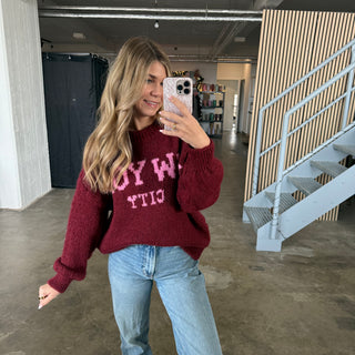 Pullover New York City - Bordeaux x Pink