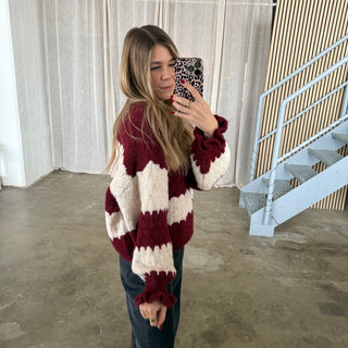 Pullover Cute Waves - Bordeaux x Creme