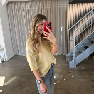 Strickshirt Small Stripes - Butter Yellow x Creme
