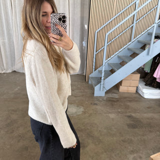 Basic Strickjacke - Creme