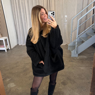 Oversized Teddy Jacke - Schwarz