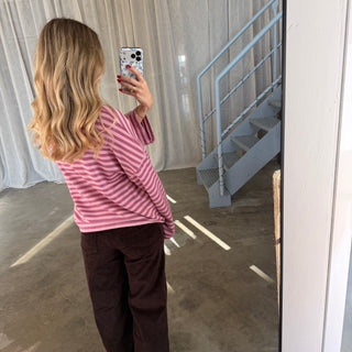 Oversize Longsleeve Stripes -  Berry x Rosa