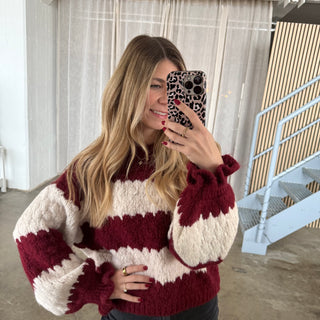 Pullover Cute Waves - Bordeaux x Creme