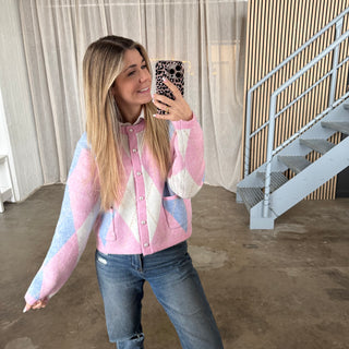 Strickjacke Romy - Blau x Rosa