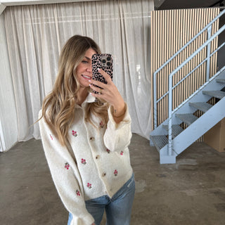 Rüschen Strickjacke Flowers