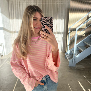 Oversize Longsleeve Stripes -  Rosa x Light Peach