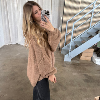 Oversized Strickjacke - Camel
