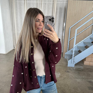 Strickjacke All Hearts - Bordeaux
