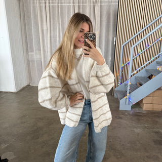 Strickjacke Oversize - Creme x Beige