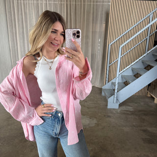 Musselinbluse Hearts - Rosa