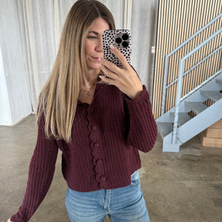 Langarm Strickoberteil - Bordeaux