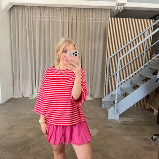 Oversize T-Shirt Solei - Rosa x Rot