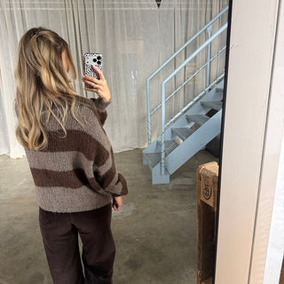 Strickjacke Bella - Taupe x Espresso