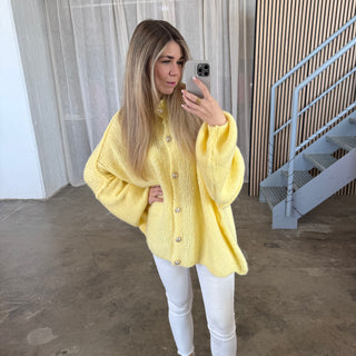 Oversized Strickjacke - Butter Yellow