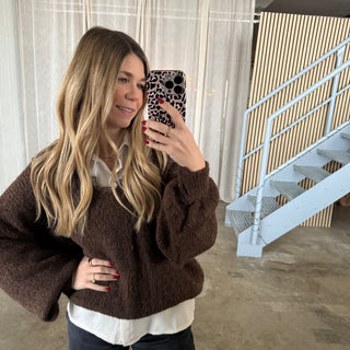 Spitzen Pulli - Dunkelbraun