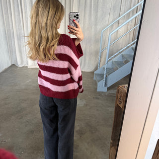 Strickjacke Poppy - Bordeaux x Rosa